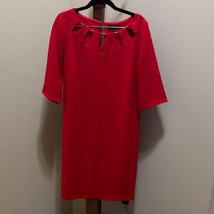 Signature by Sangria Vibrant Red Long Sleeve Dress